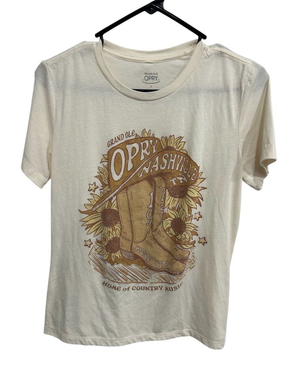 Grand Ole Opry Small Cream Sunflowers Graphic T-Shirt Country Cottagecore Retro